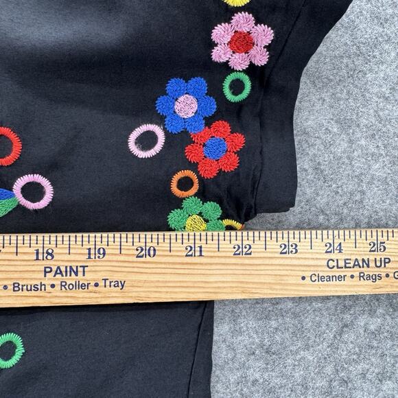 Savanna Jane Womens Floral Embroidered Shift Dress Size S Black Colorful Fiesta - Picture 6 of 7